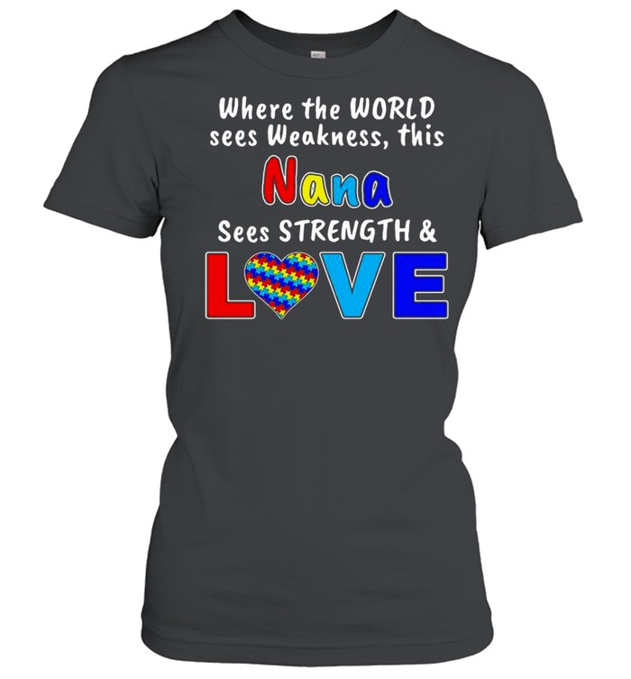 Autism Where The World Sees Weakness This Nana Sees Strength And Love shirt Classic Women's T-shirt