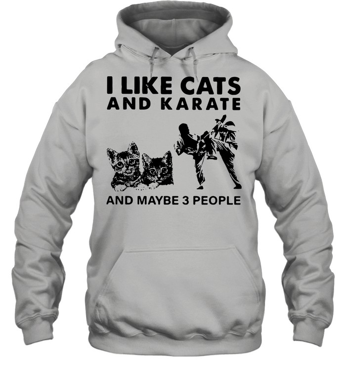 I Like Cats And Karate And Maybe 3 People shirt Unisex Hoodie
