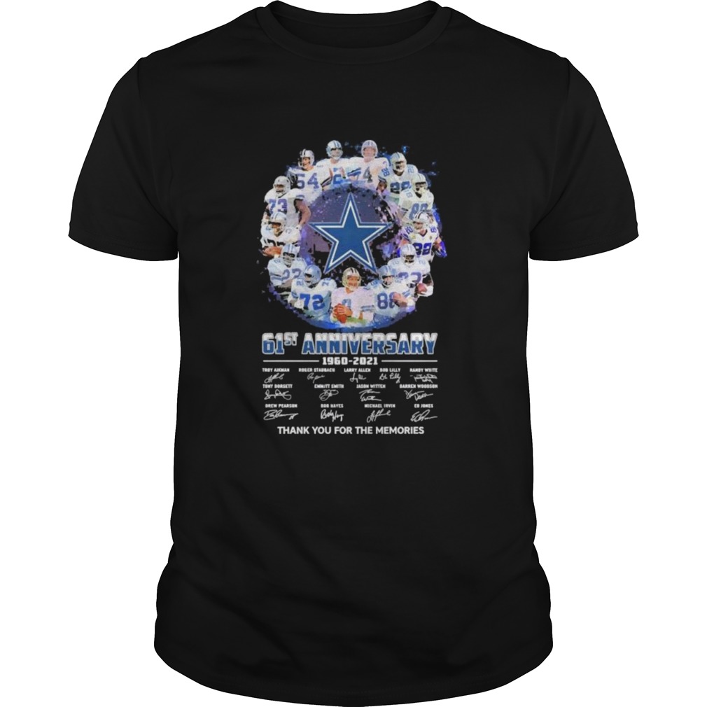 Dallas Cowboys 61st anniversary thank you for the memories signatures shirts
