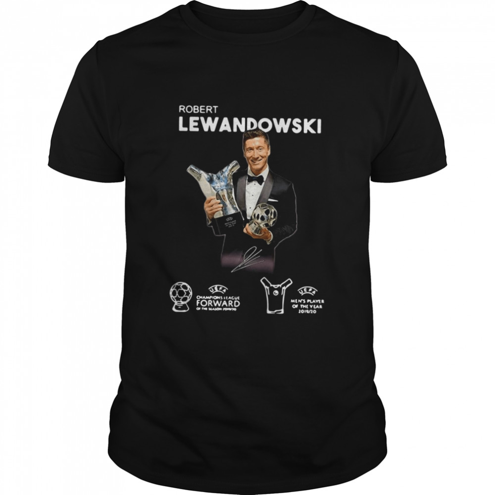 Robert Lewandowski Golden Ball UEFA Champions 2019 2020 signature shirt Classic Men's