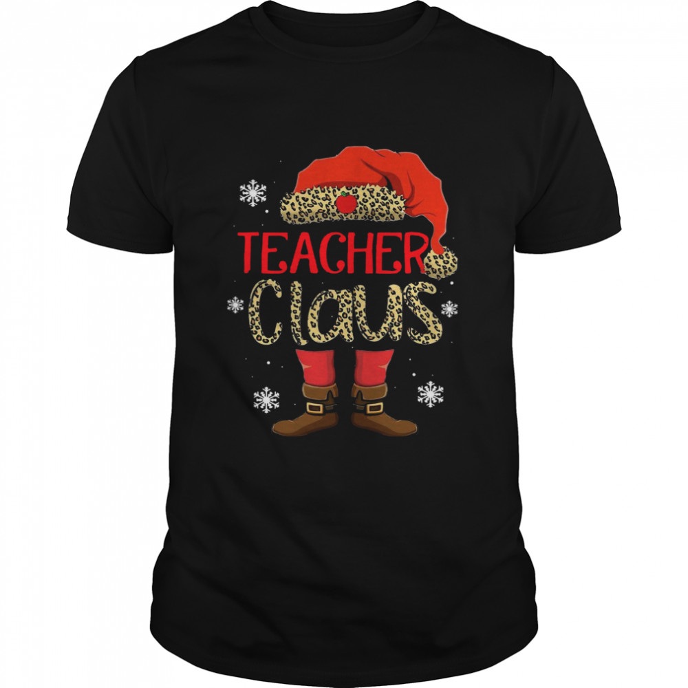 Teacher Claus Leopard Merry Christmas shirt Classic Men's