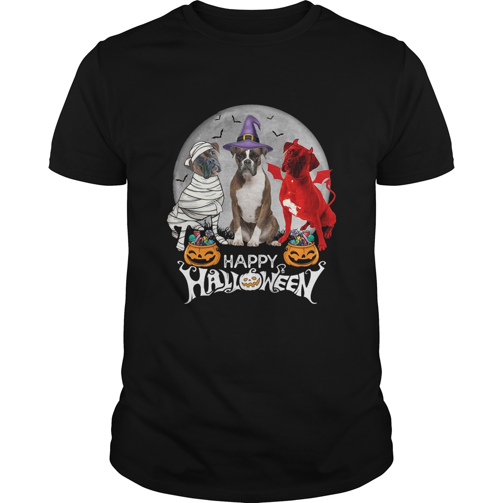 Brindle boxer mummy witch demon funny halloween t