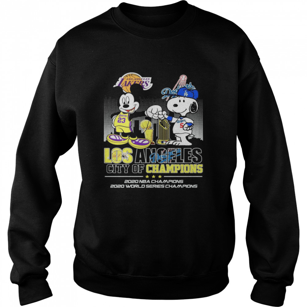 Mickey Mouse Los Angeles Lakers And Snoopy Los Angeles Dodgers Ugly Sweater  - T-shirts Low Price