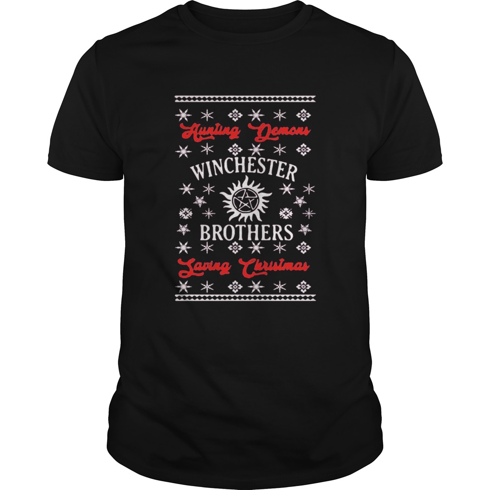 Supernatural hunting demons winchester brothers saving christmas shirt