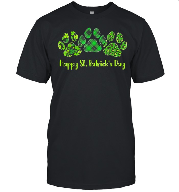 Leopard Print Three Dog Paws Happy Saint Patricks day shirts