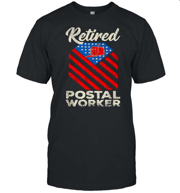 Retired Postal Worker Teammate Mailman Retirement American Flag T-shirts