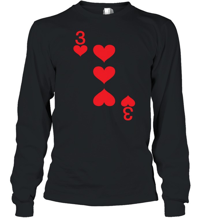 3 of Hearts Playing Card Halloween Costume shirt Long Sleeved T-shirt
