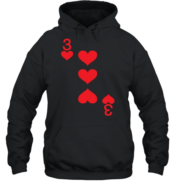 3 of Hearts Playing Card Halloween Costume shirt Unisex Hoodie