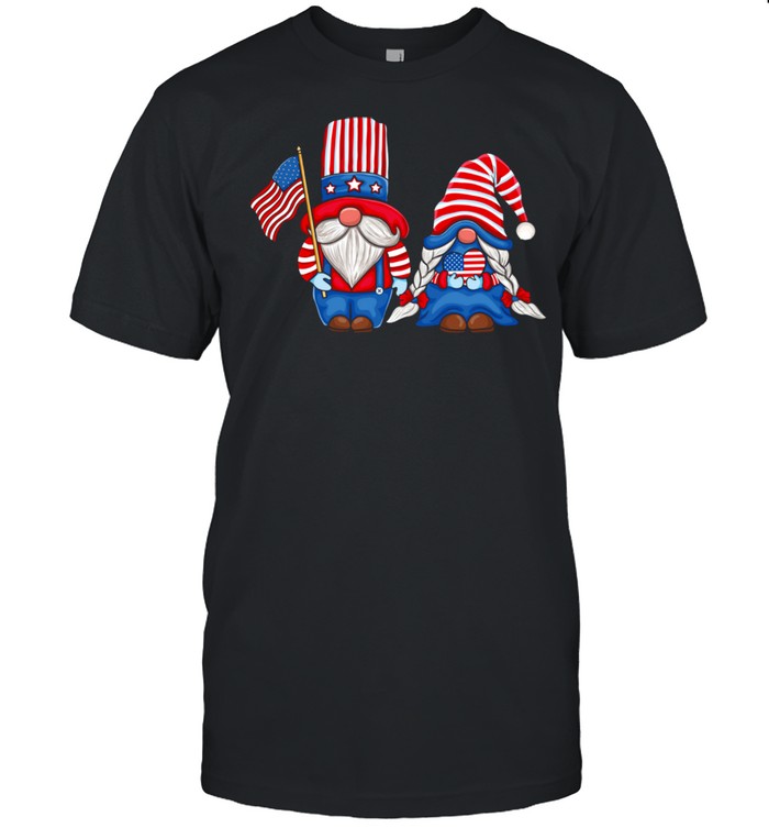 Patriotic Gnomes couple Love USA 4th of July American Flag shirts