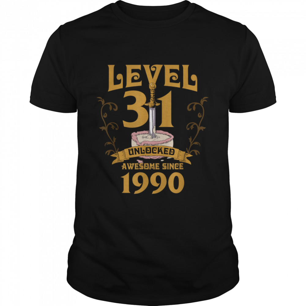 Level 31 Unlocked Gamer Age 31 1990 Birthday Age 31 Bday shirt