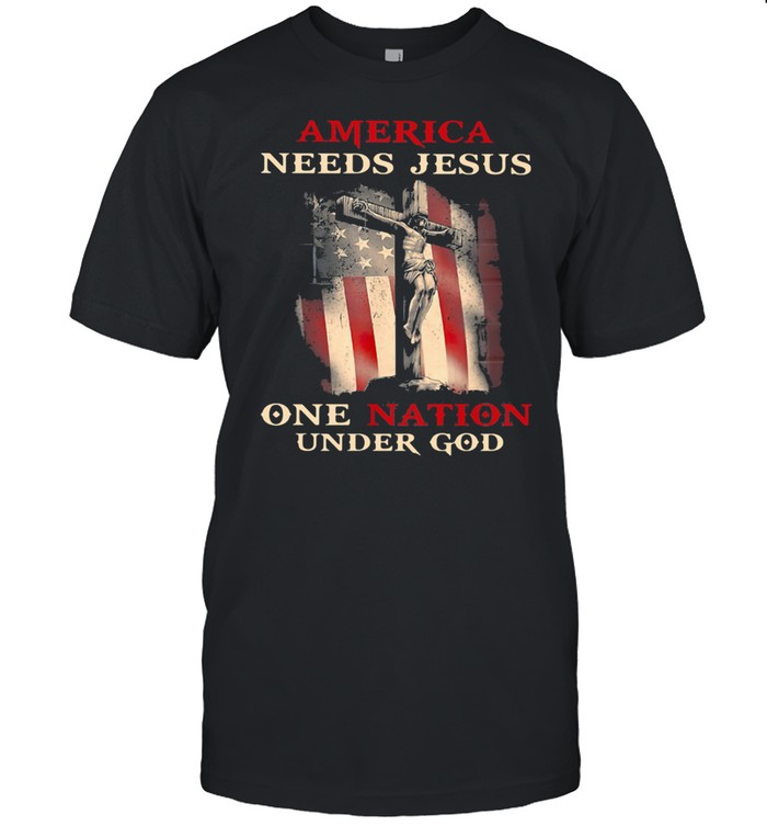 America Needs Jesus One Nation Under God American Flag  Classic Men's T-shirt