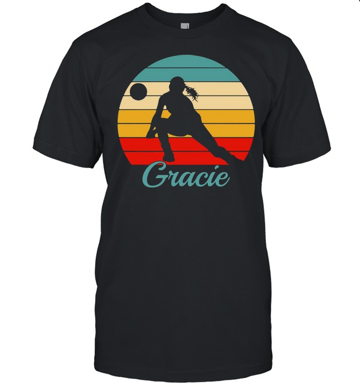 Girl Gracie Name Gift Personalized Volleyball Vintage T-shirts