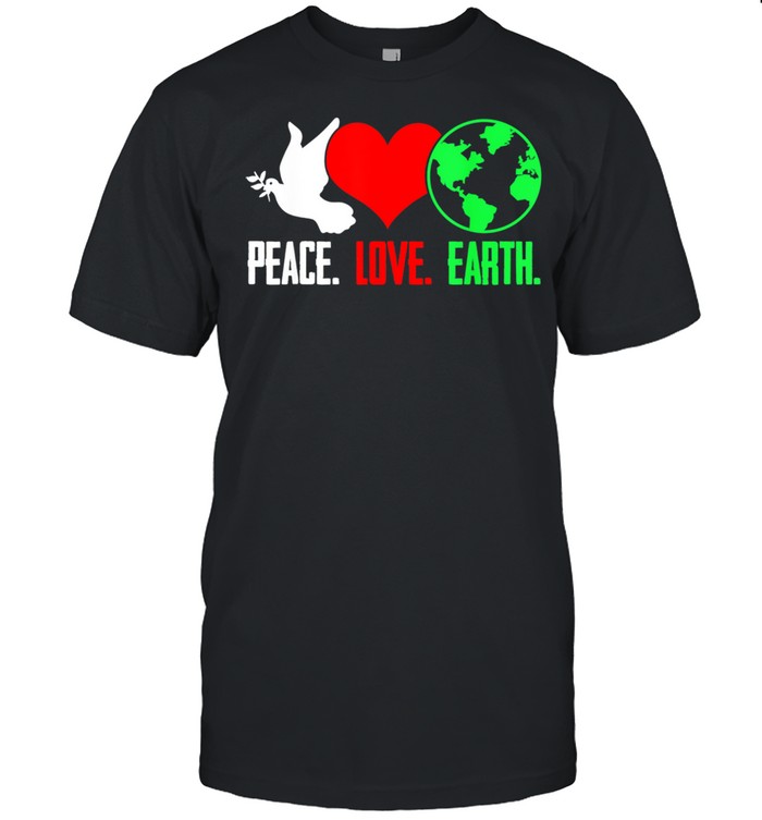 Peace Love Earth Dove Heart Save Environment Vegan Earth Day shirt Classic Men's T-shirt