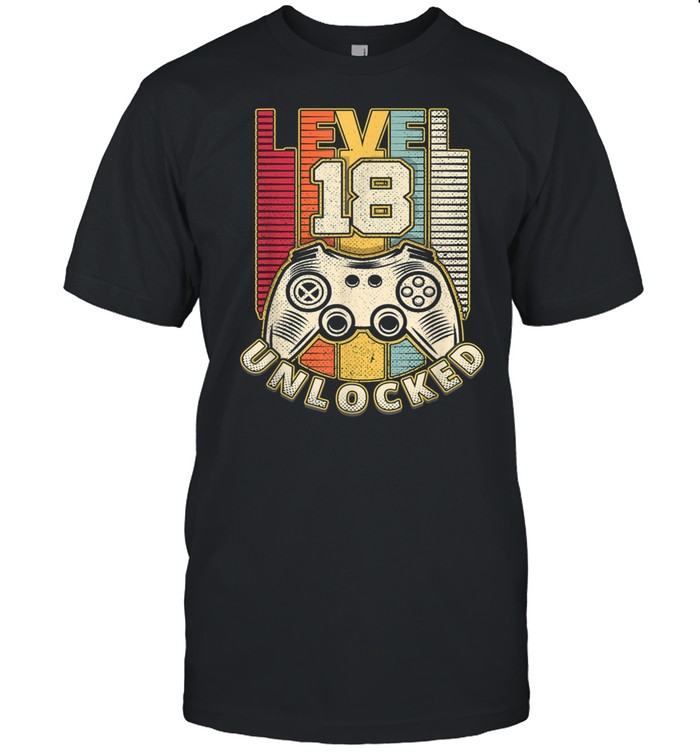 18 Geburtstag Level 18 Jahre retro Gamer Geschenk shirt