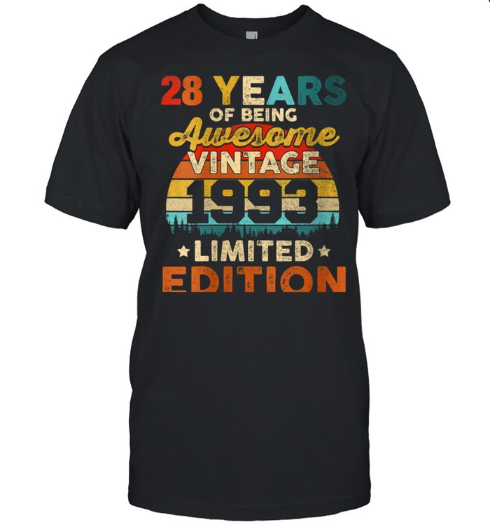 Womens 28 Years Old Vintage 1993 Limited Edition 28th Birthday shirt