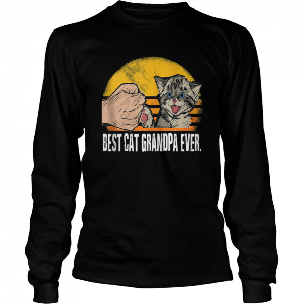Cat Grandpa Vintage Eighties Cat Retro Distressed 2021 shirt Long Sleeved T-shirt