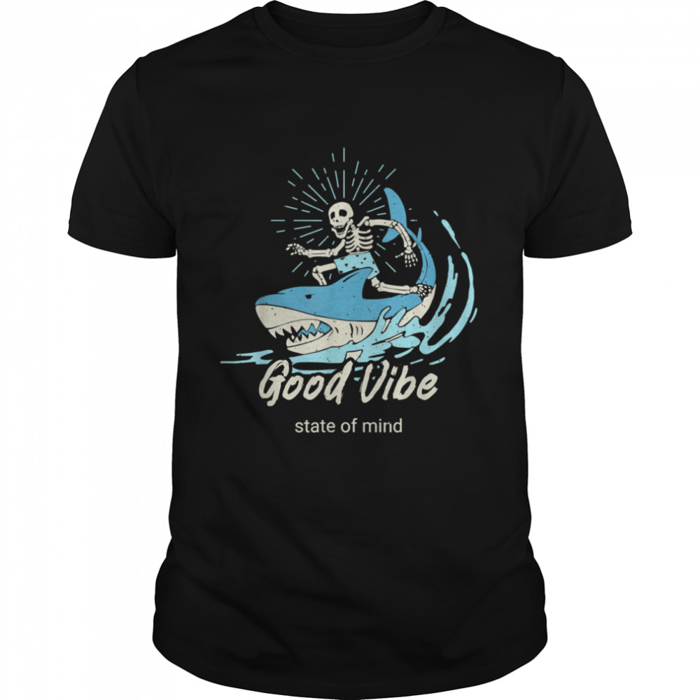 Good Vibes Surfing with Shark Beach Vintage shirt Classic Men's T-shirt