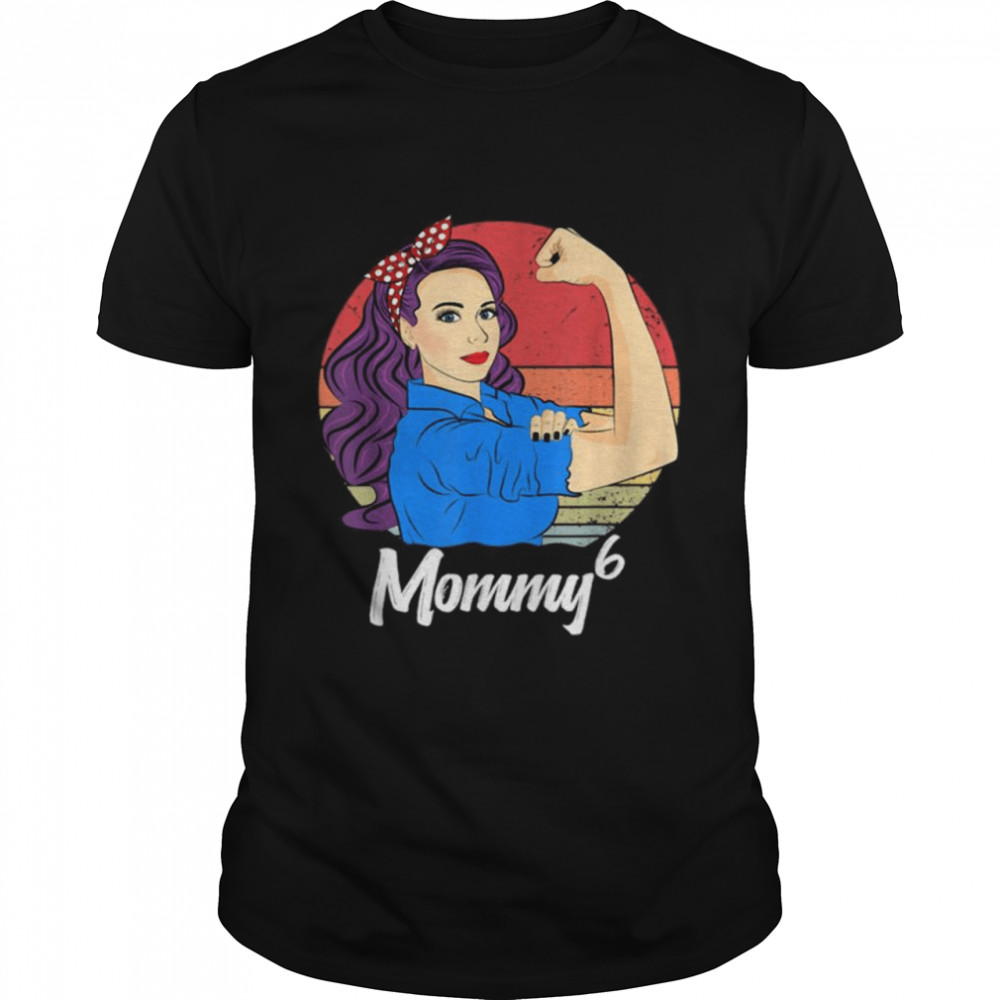 Mommy of 6 Vintage Sunset Retro Mommy  Classic Men's T-shirt