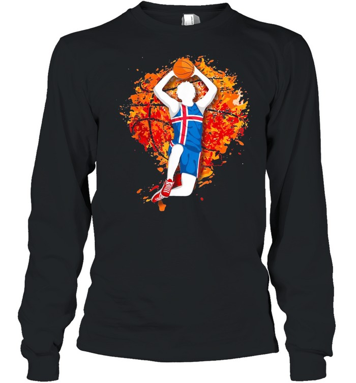Icelandic National Flag Iceland Basketball Mid Air Slam Dunk New shirt Long Sleeved T-shirt