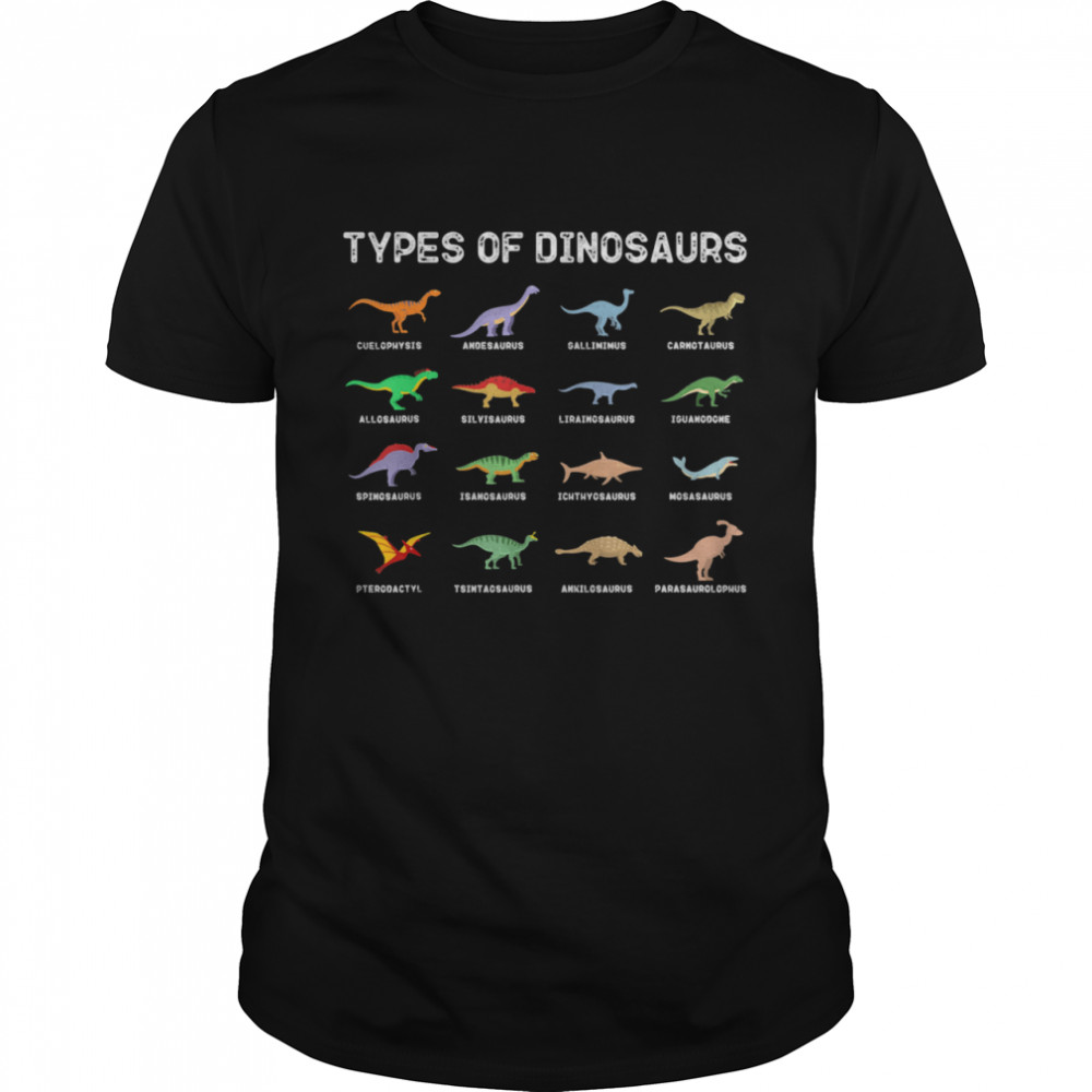 Types of Dinosaurs Dino Identification Paleontology  Classic Men's T-shirt