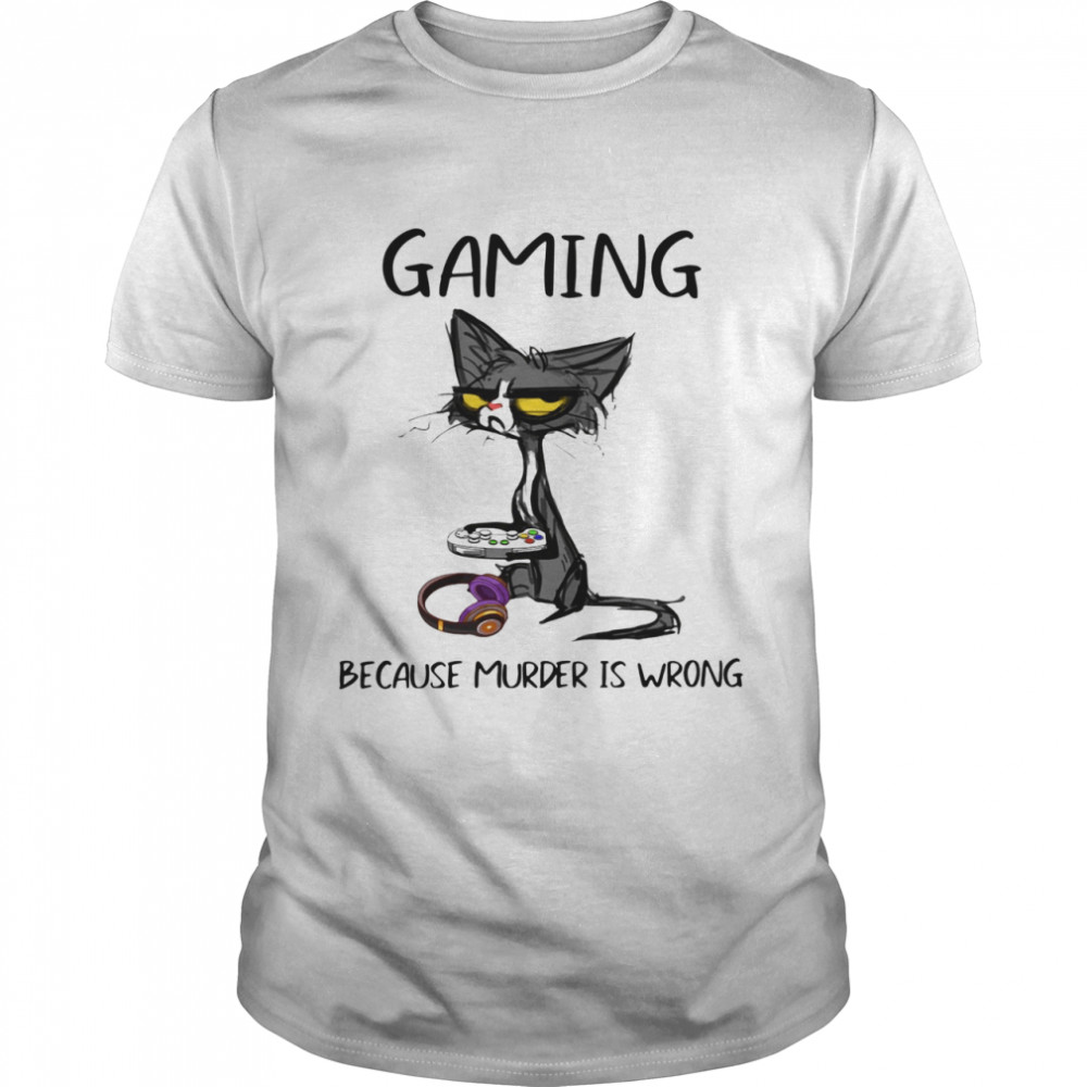 Black Cat Gaming Because Murder Is Wrong  Classic Men's T-shirt