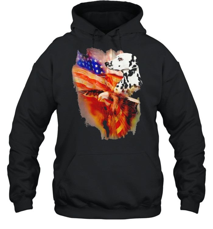 Eagle Dalmatian American Wings Happy 4th Of July Unisex Hoodie