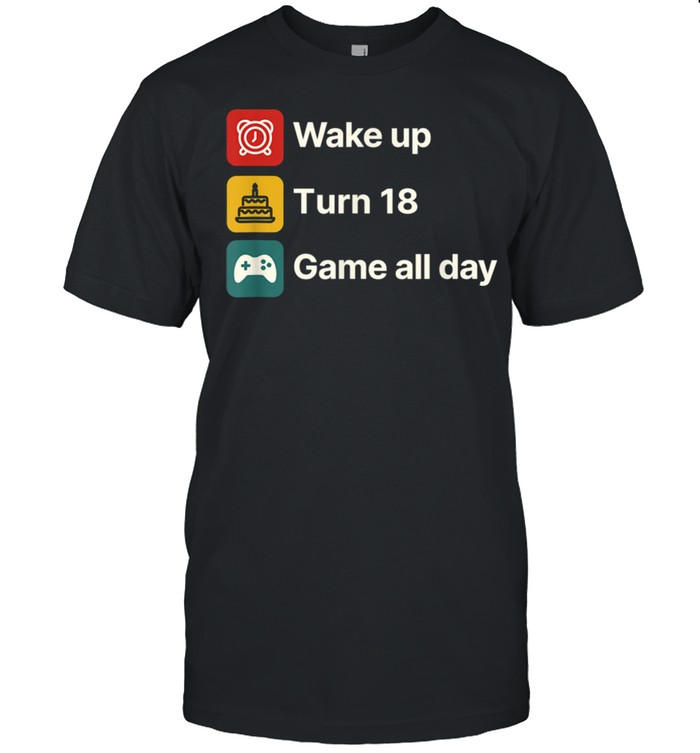 Game All Day Gamepad 18 Years Old Vintage Birthday 18th Bday  Classic Men's T-shirt