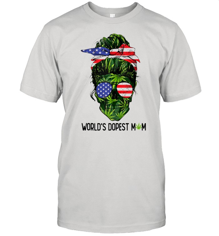 Worlds's Dopest Mom American Flag Skull Lady Weed Shirts