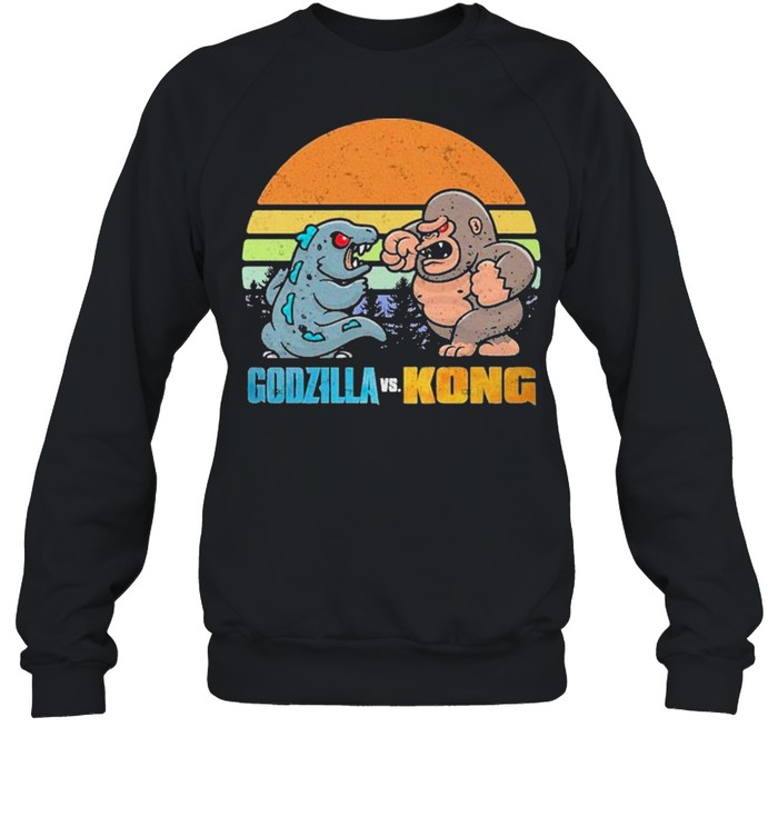 Chibi Godzilla Vs Kong Movie 2021 Vintage Retro shirt Unisex Sweatshirt