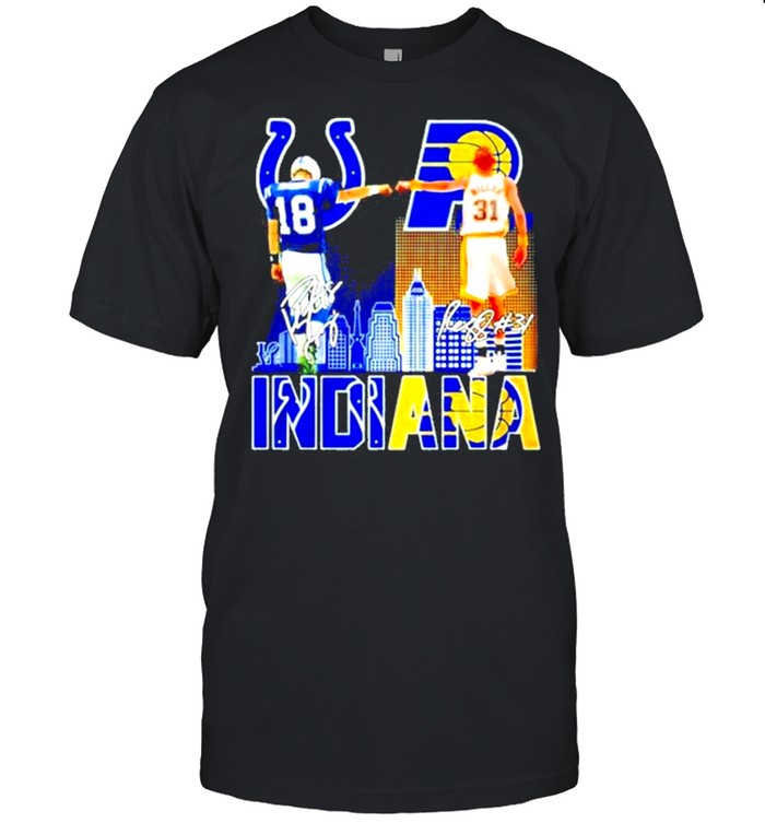 Indiana Reginald Wayne Miller And Peyton Manning Signature Shirts