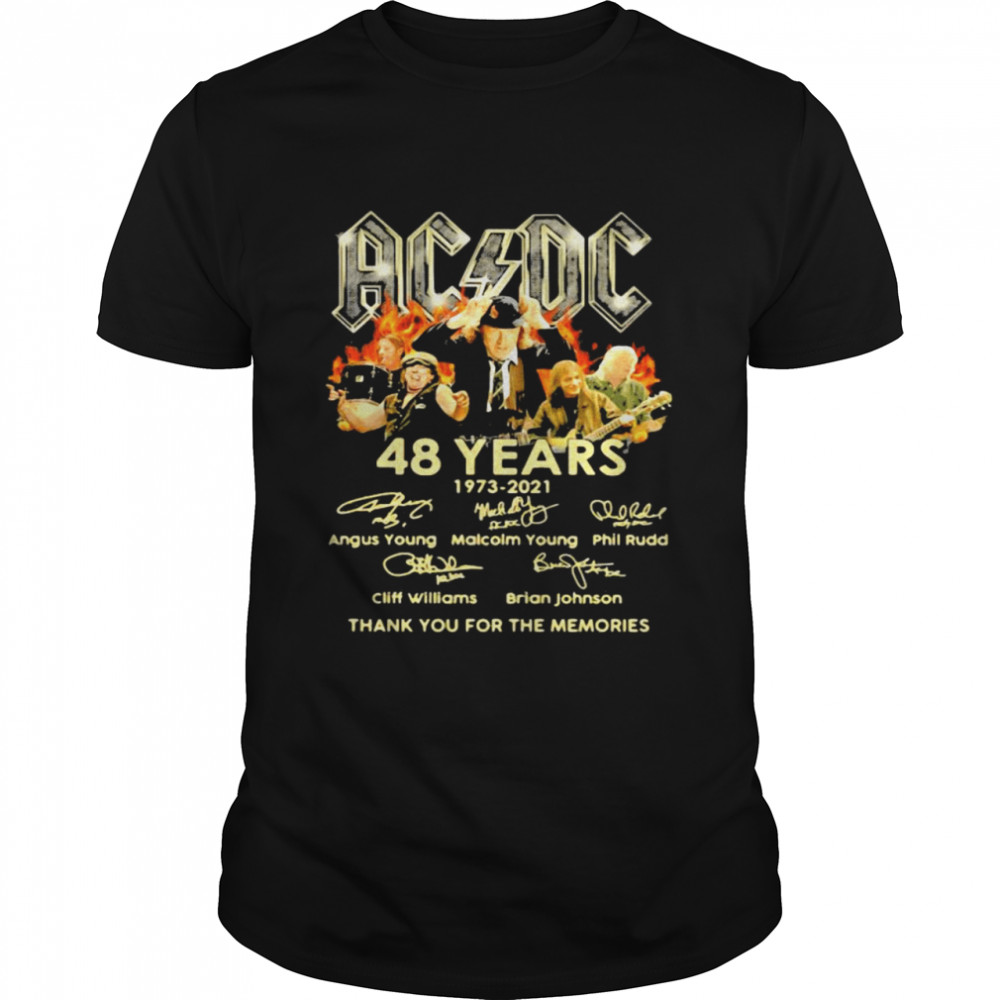 AC Dc 48 years 1973 2021 thank you for the memories signature shirts