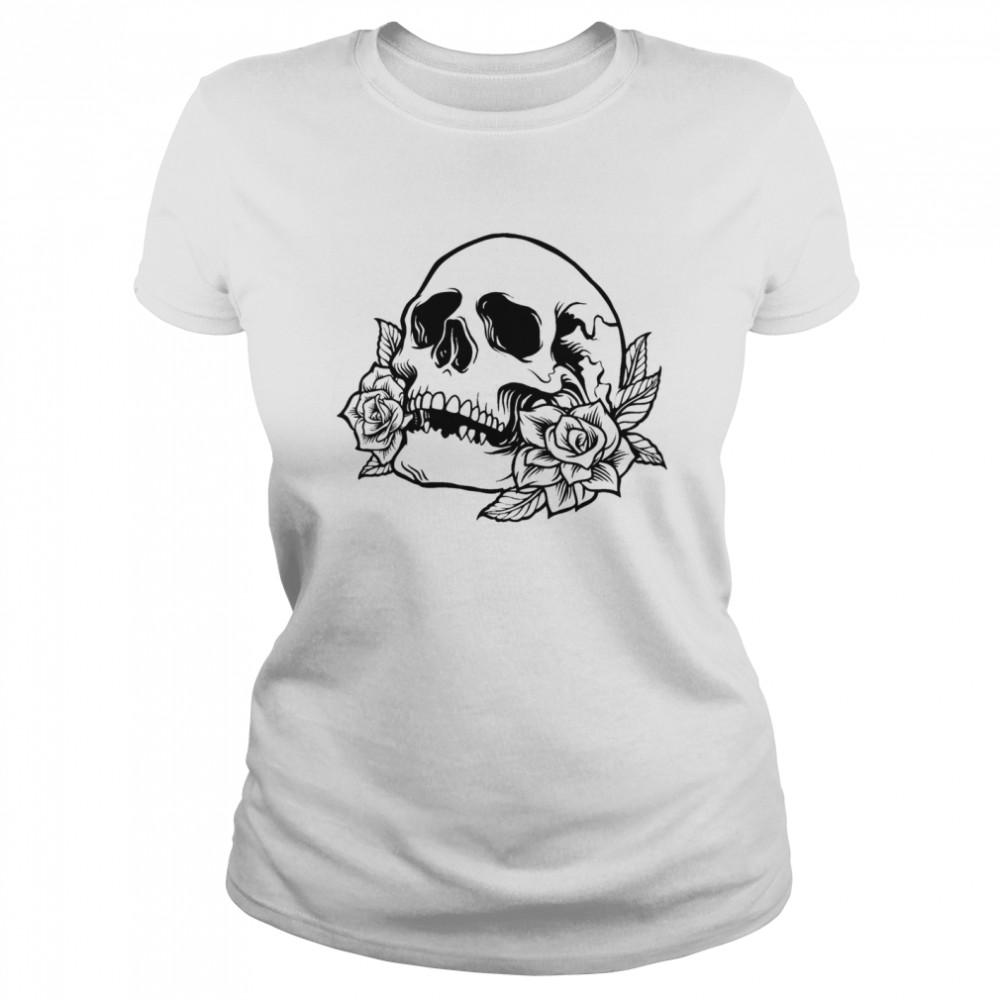 Drawn skull with roses shirt Classic Women's T-shirt