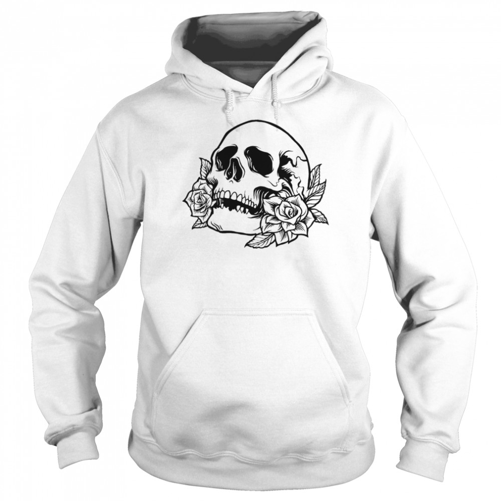 Drawn skull with roses shirt Unisex Hoodie