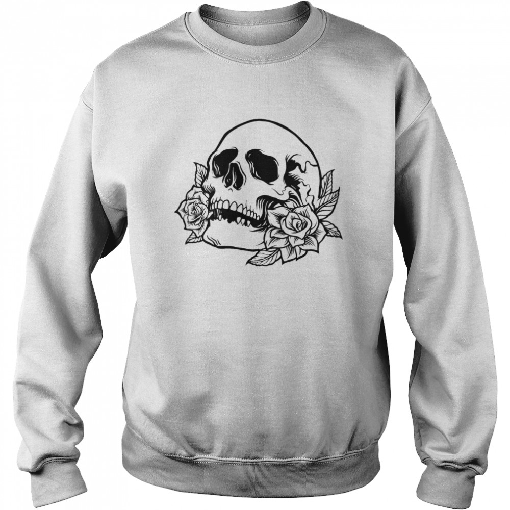 Drawn skull with roses shirt Unisex Sweatshirt
