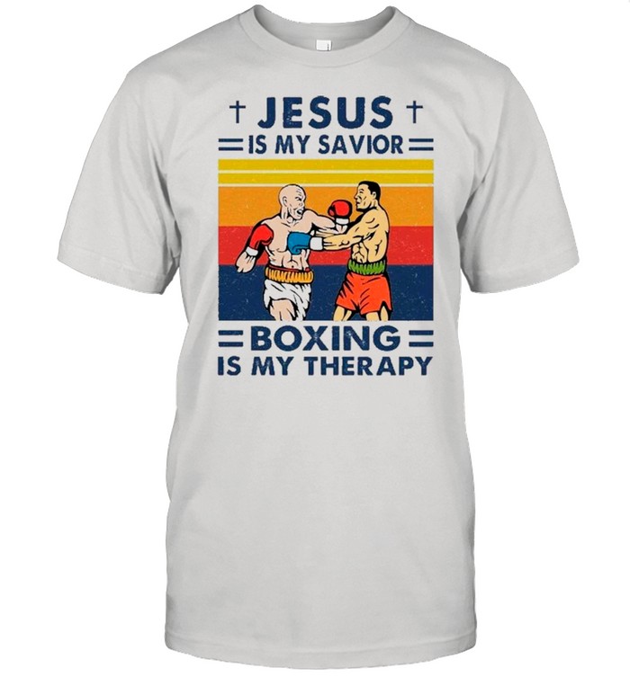 Jesus Is My Savior Boxing Is My Therapy Vintage shirts