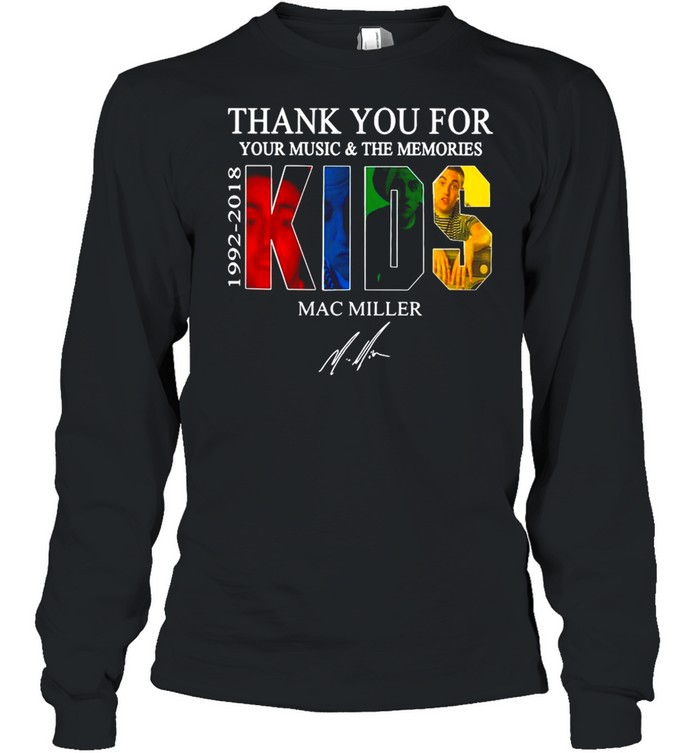 Thank You For Your Music And The Memories 1922 2018 Kids Mac Miller Signature shirt Long Sleeved T-shirt