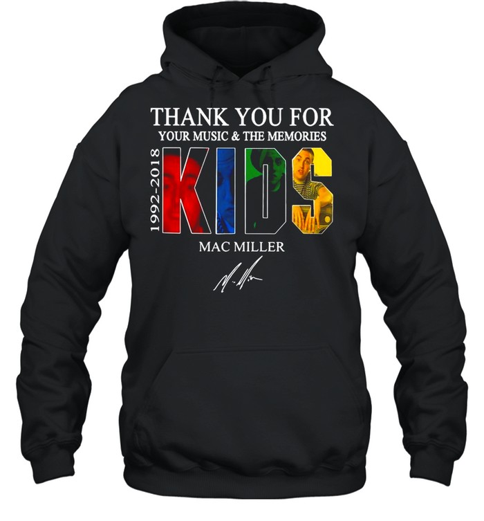 Thank You For Your Music And The Memories 1922 2018 Kids Mac Miller Signature shirt Unisex Hoodie