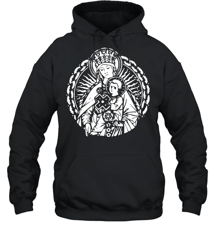 Mary Queen Mother and Child Jesus Vintage Art Catholic Unisex Hoodie