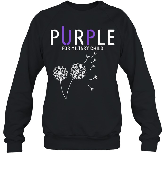 Womens Purple Up Soldier Military Child USA Flag Dandelion shirt Unisex Sweatshirt