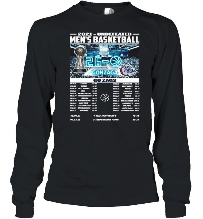 Gonzaga Bulldogs Champions 2021 Undefeated Men’s Basketball Regular Season shirt Long Sleeved T-shirt