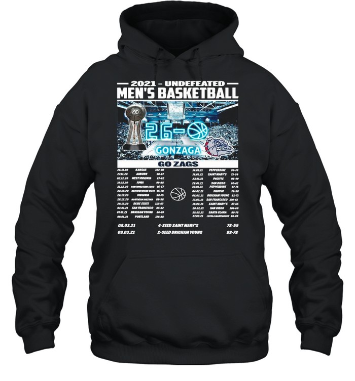 Gonzaga Bulldogs Champions 2021 Undefeated Men’s Basketball Regular Season shirt Unisex Hoodie