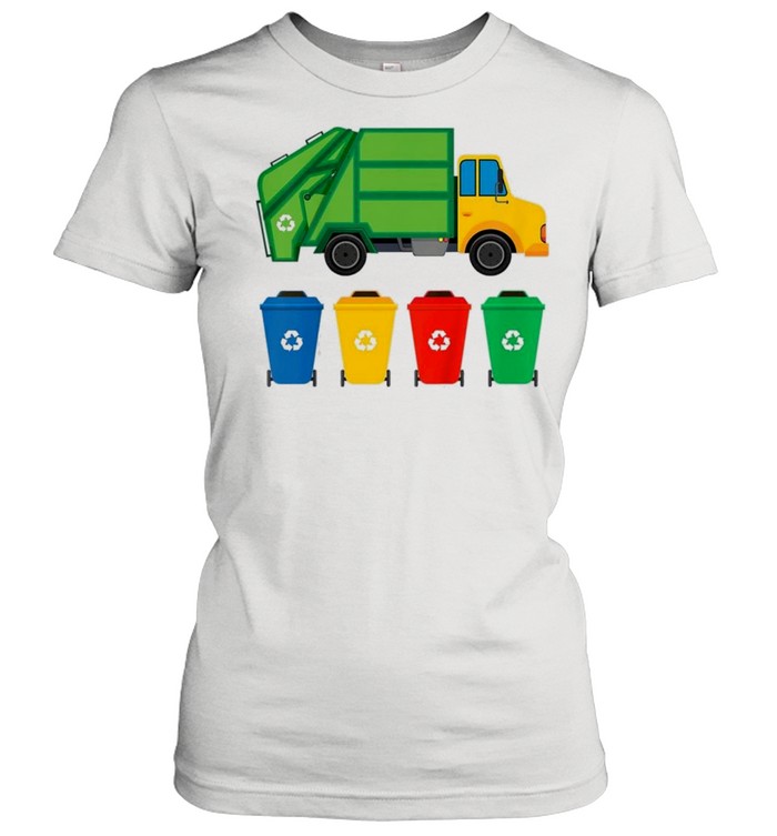 Kids garbage truck recycling bins earth day children toddler shirt Classic Women's T-shirt