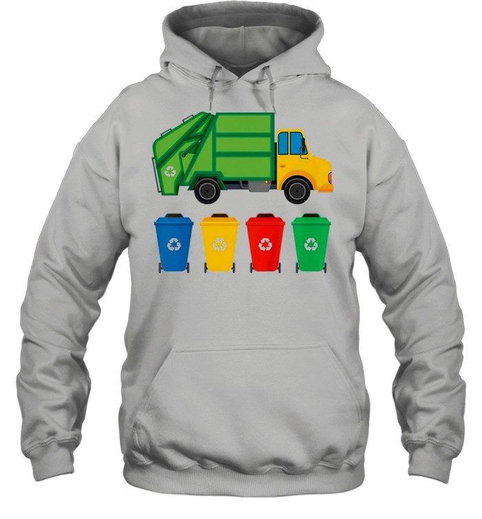 Kids garbage truck recycling bins earth day children toddler shirt Unisex Hoodie