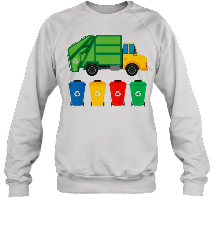 Kids garbage truck recycling bins earth day children toddler shirt Unisex Sweatshirt