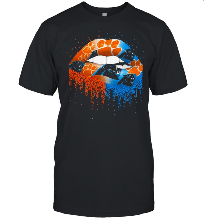 Nfl carolina panthers new and clemson tiger paw lips logo shirt Classic Men's T-shirt