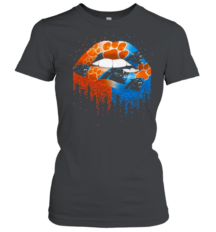 Nfl carolina panthers new and clemson tiger paw lips logo shirt Classic Women's T-shirt