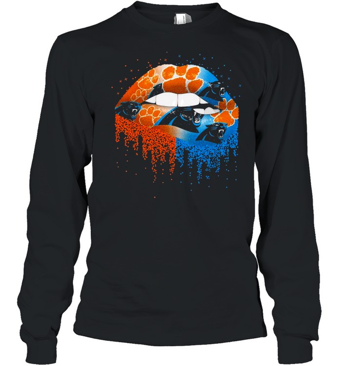 Nfl carolina panthers new and clemson tiger paw lips logo shirt Long Sleeved T-shirt