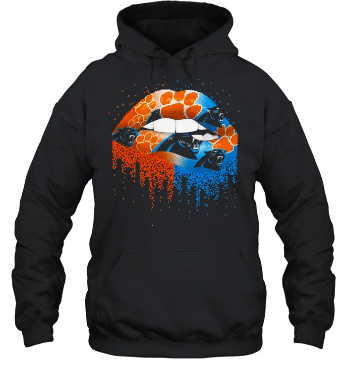 Nfl carolina panthers new and clemson tiger paw lips logo shirt Unisex Hoodie