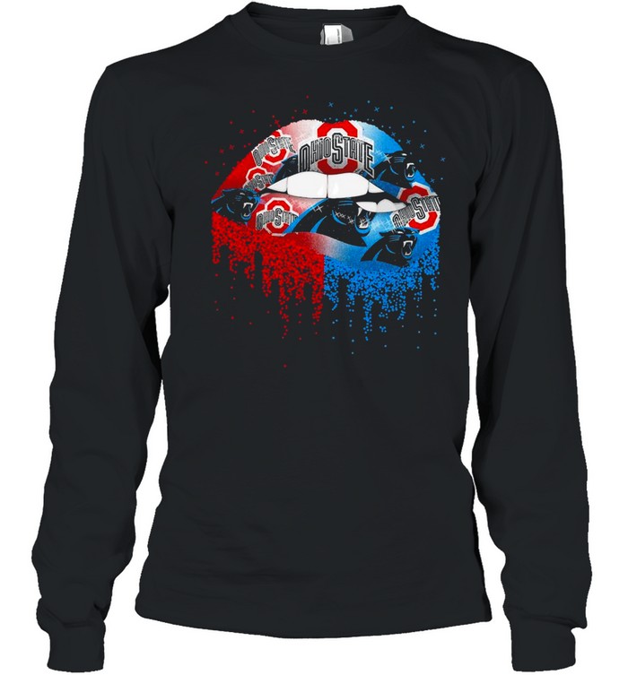 NFL carolina panthers new and Ohio state buckeyes Lips logo shirt Long Sleeved T-shirt