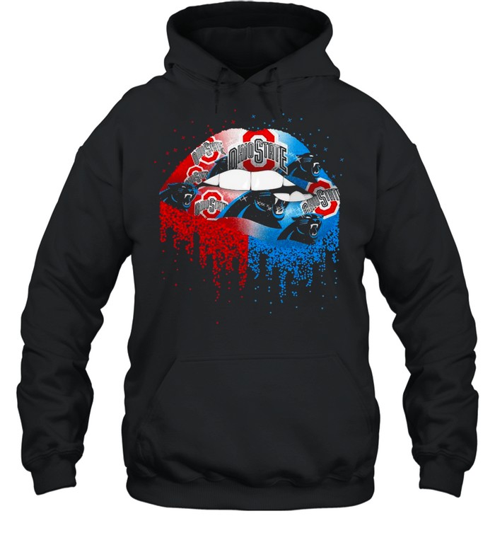 NFL carolina panthers new and Ohio state buckeyes Lips logo shirt Unisex Hoodie